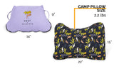 Wild Rye HEST Camping Pillow dimensions: stuffed 9x14", unstuffed 15 x 22", weight: 2.2 lbs