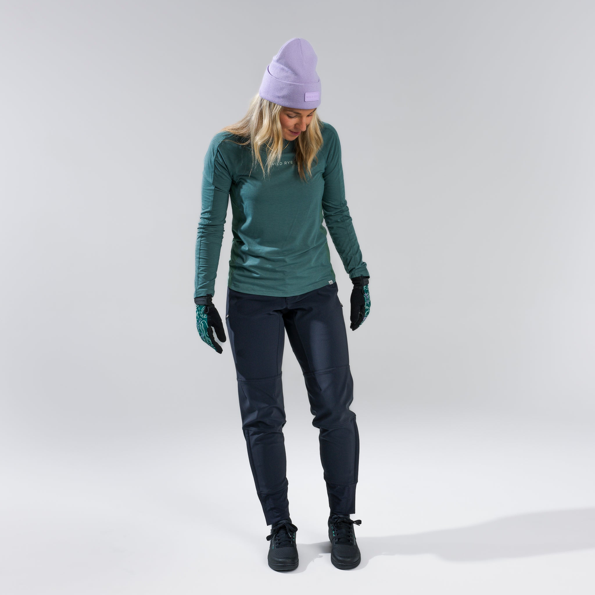 Black softshell pant full body front view