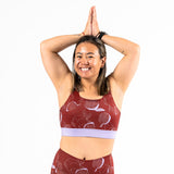 Lucille Sports Bra Mahogany Pomegranate front view