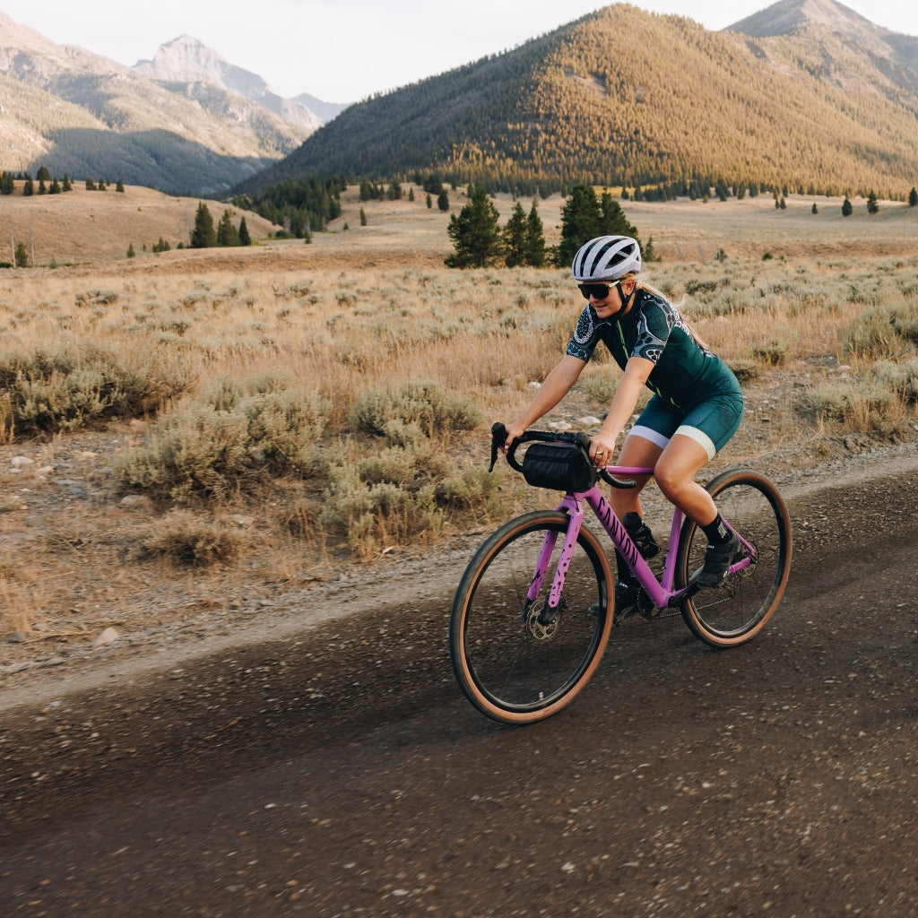 [Spruce Roots] Gem Jersey spruce roots worn with alyssa chammy on gravel bike