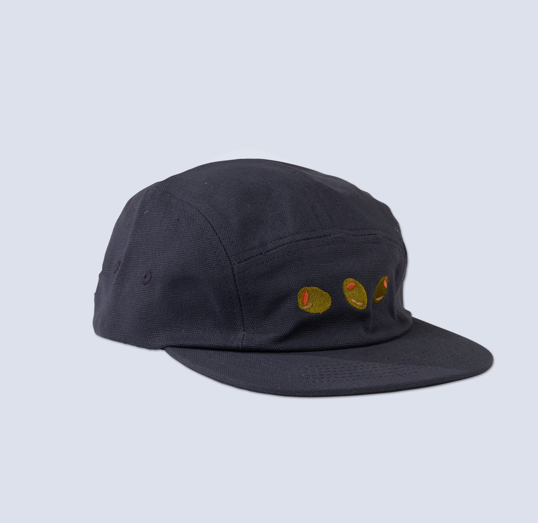 [Midnight Olives] Navy blue baseball cap with three olives on the front