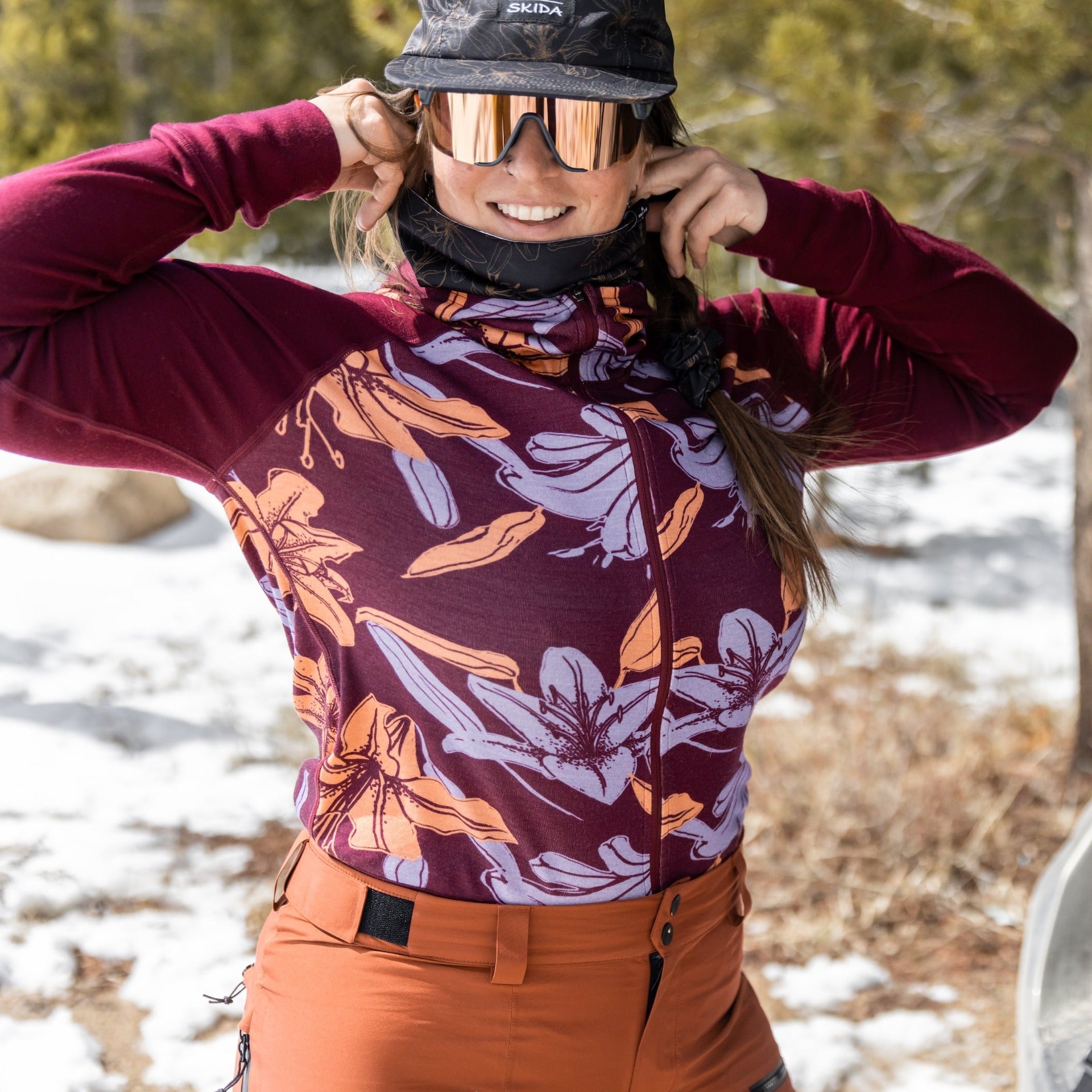 [Lily Plum] Woman Wearing Onesie and Ski pants