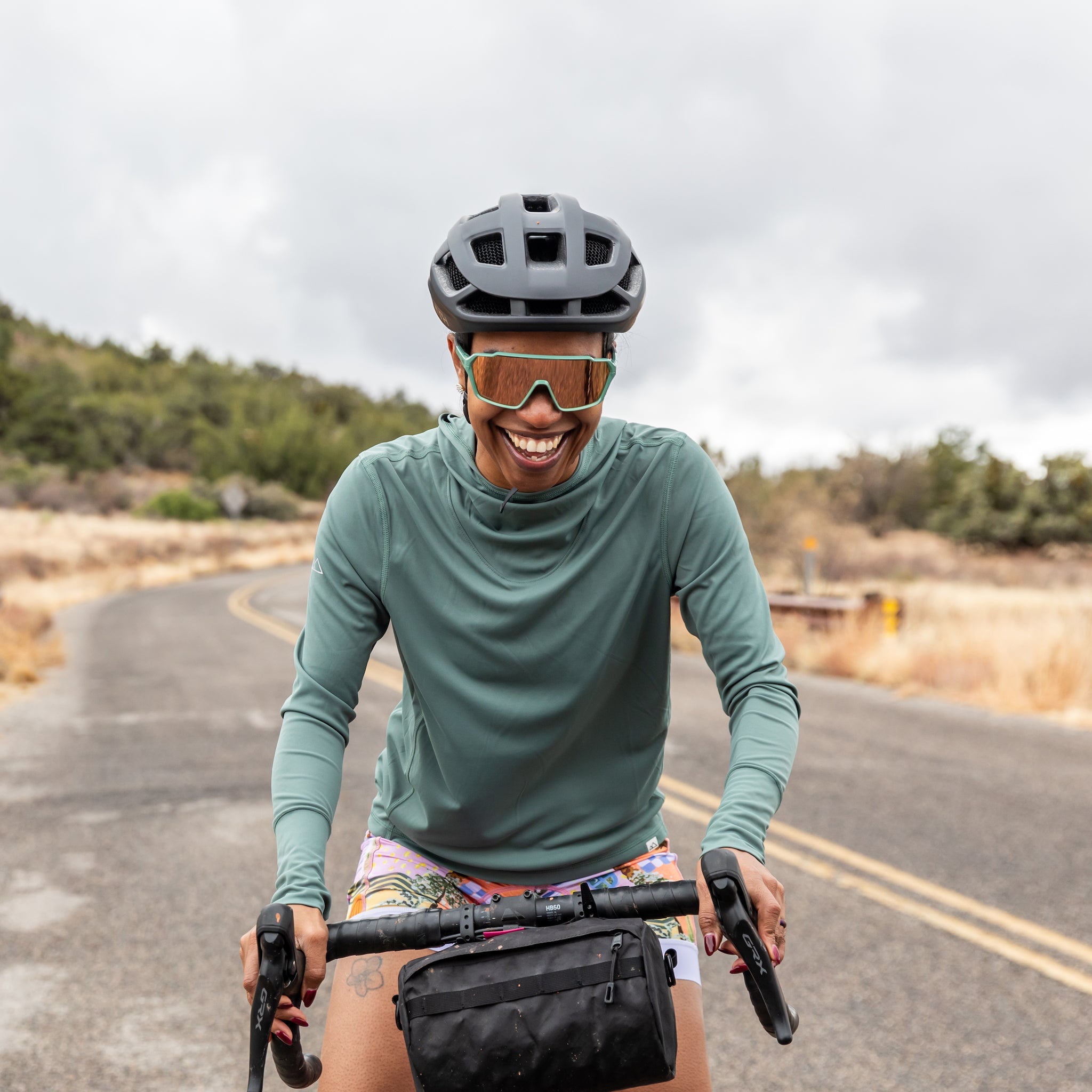 [Slate Green] Sawyer Sunshirt Worn on Bike