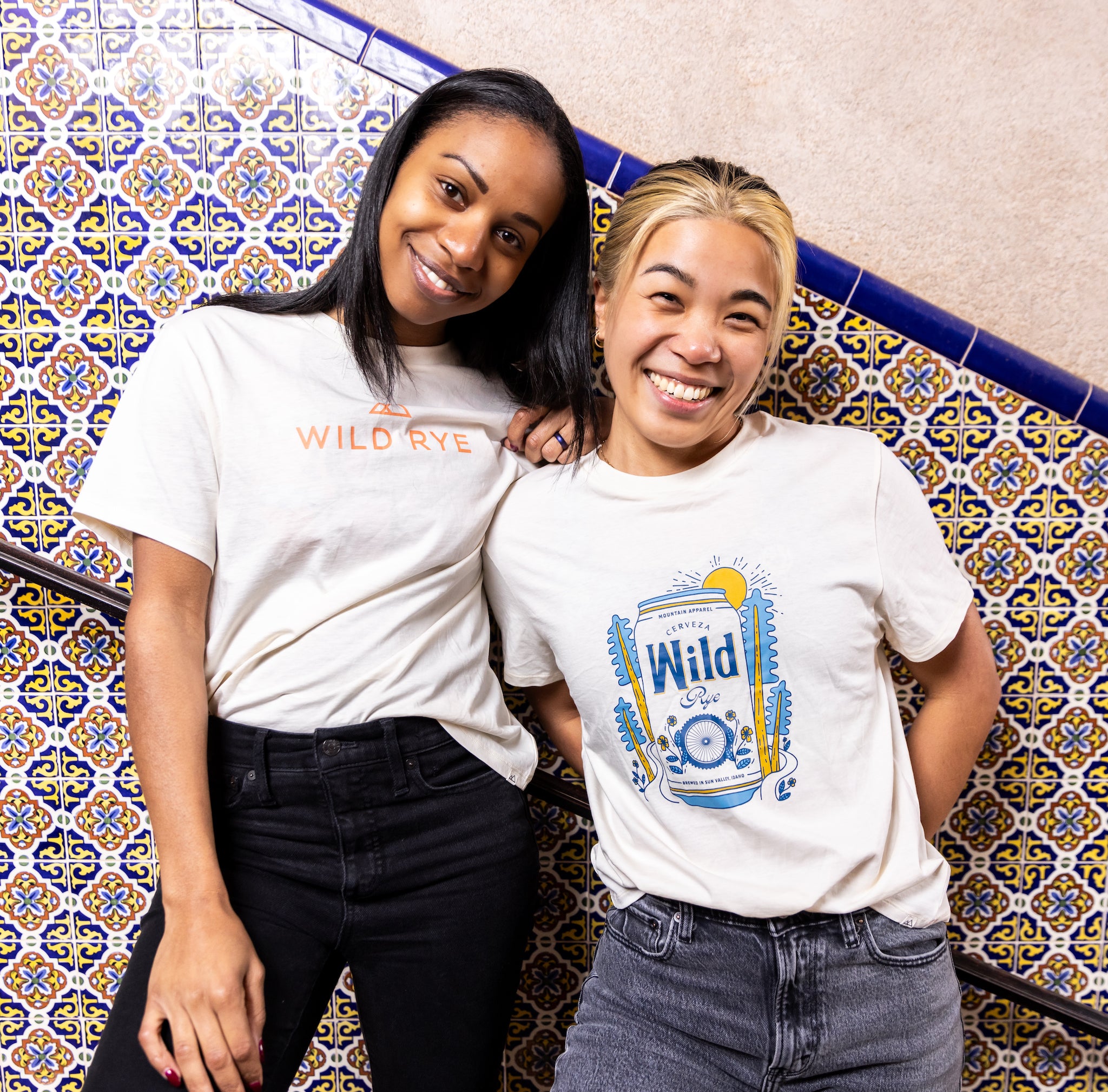 [Cream Wild Rye] Two Models Wearing Wild Rye Graphic Tees