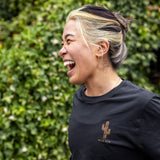 Woman Wearing Graphic tee Laughing