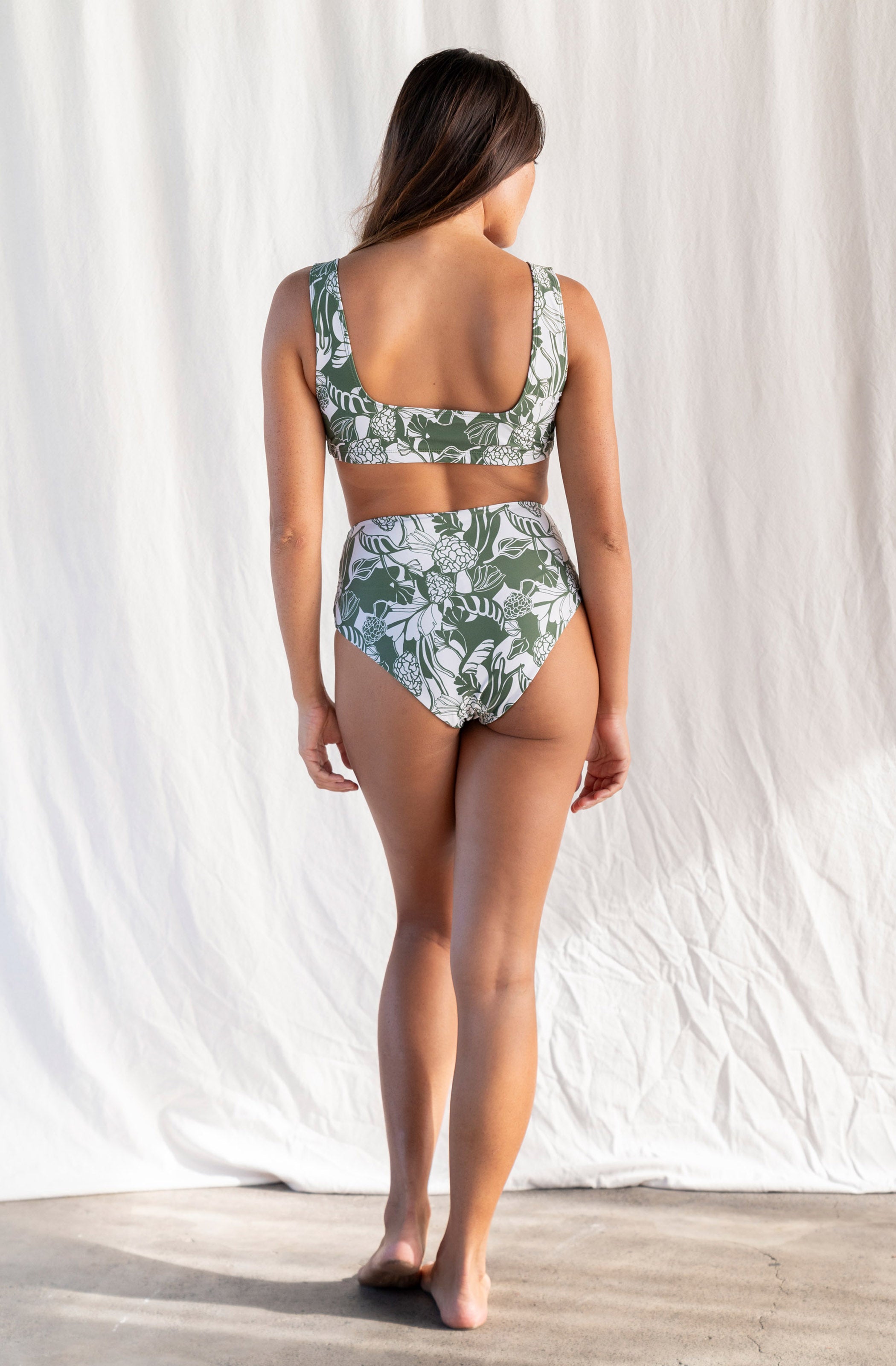 [Olive You Morchella] Wild Rye x September collab swimsuit bikini top on model 5 -  back full body view