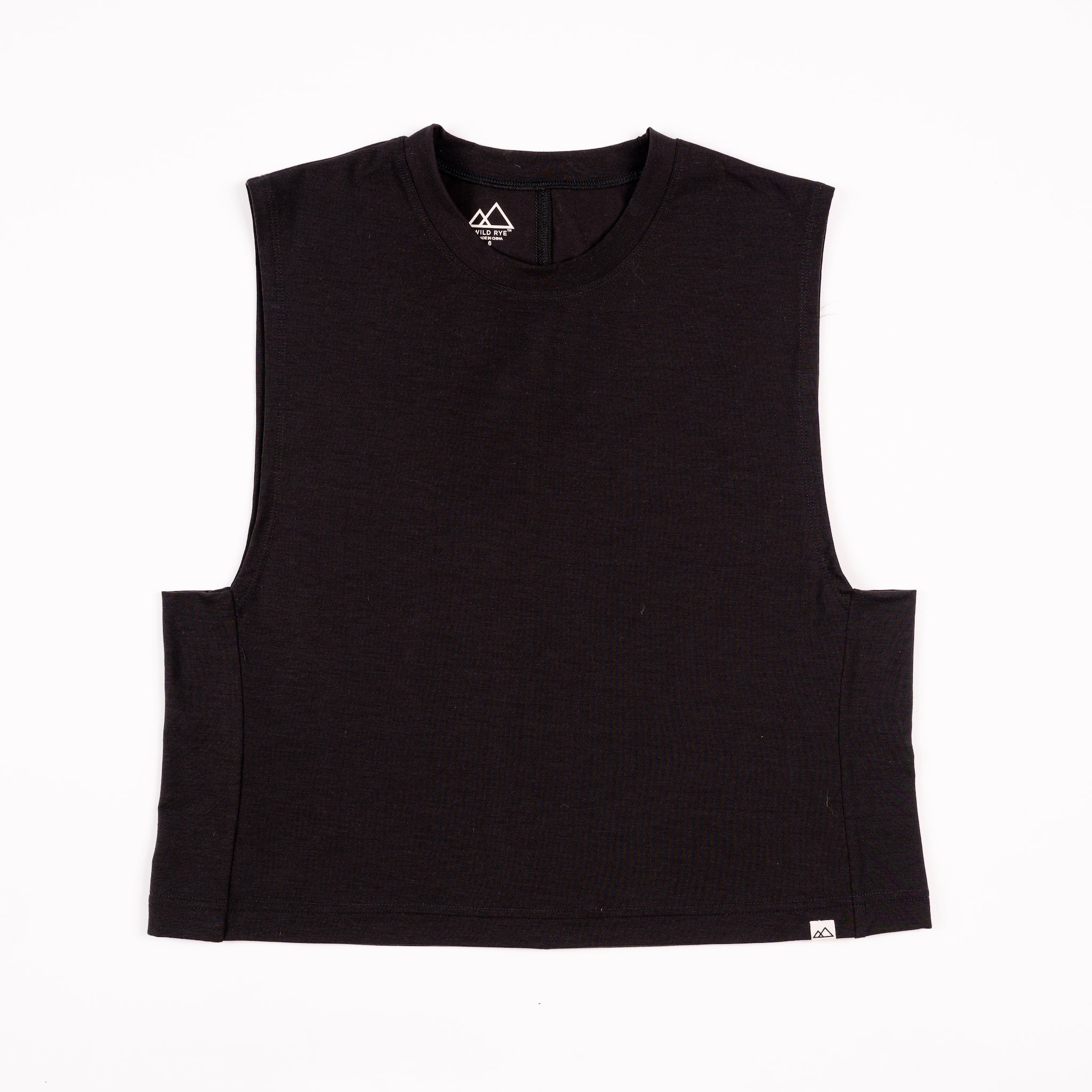 [Black] Keller Crop Tank Black Flatlay