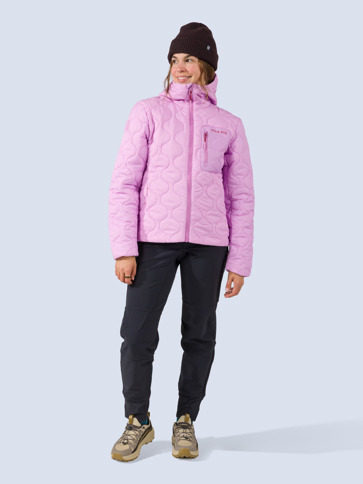 [Orchid] Braxon Hoodie in orchid pink, on model front full body view