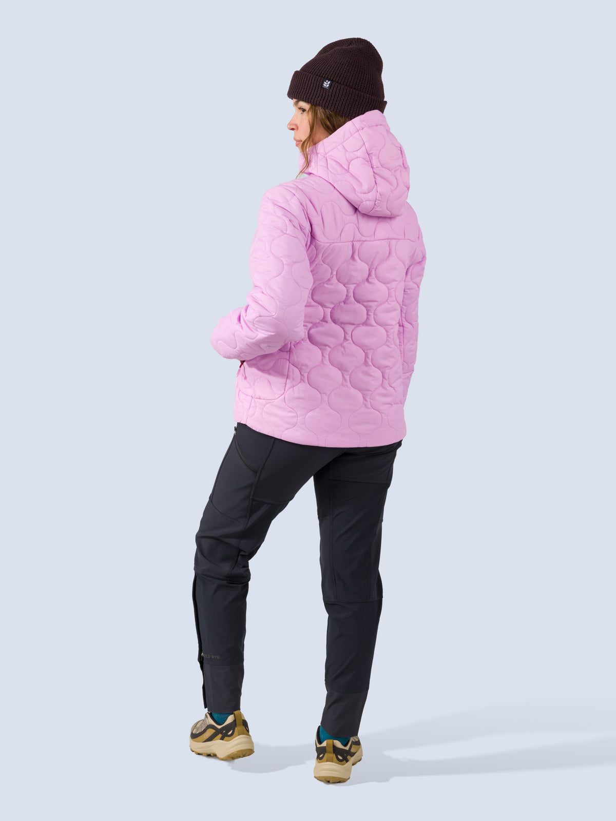 [Orchid] Braxon Hoodie in orchid pink, on model back full body view