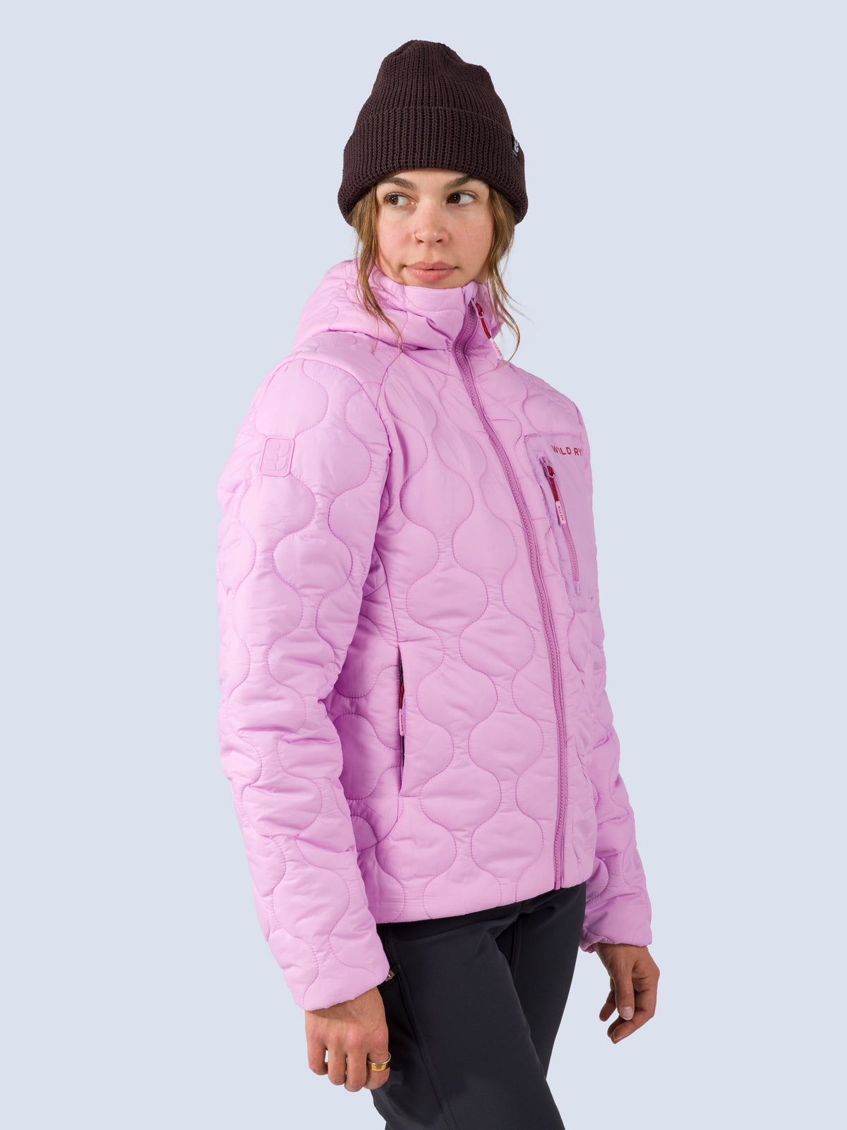 [Orchid] Braxon Hoodie in orchid pink, on model front crop view
