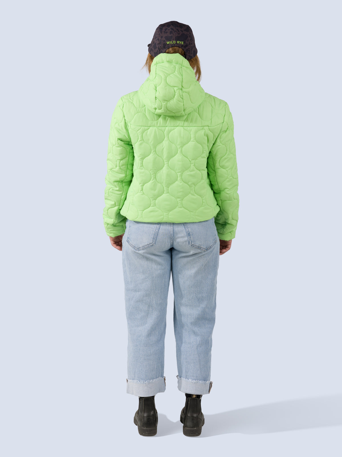 [Zest] Braxon Hoodie in zest green, on model back full body view