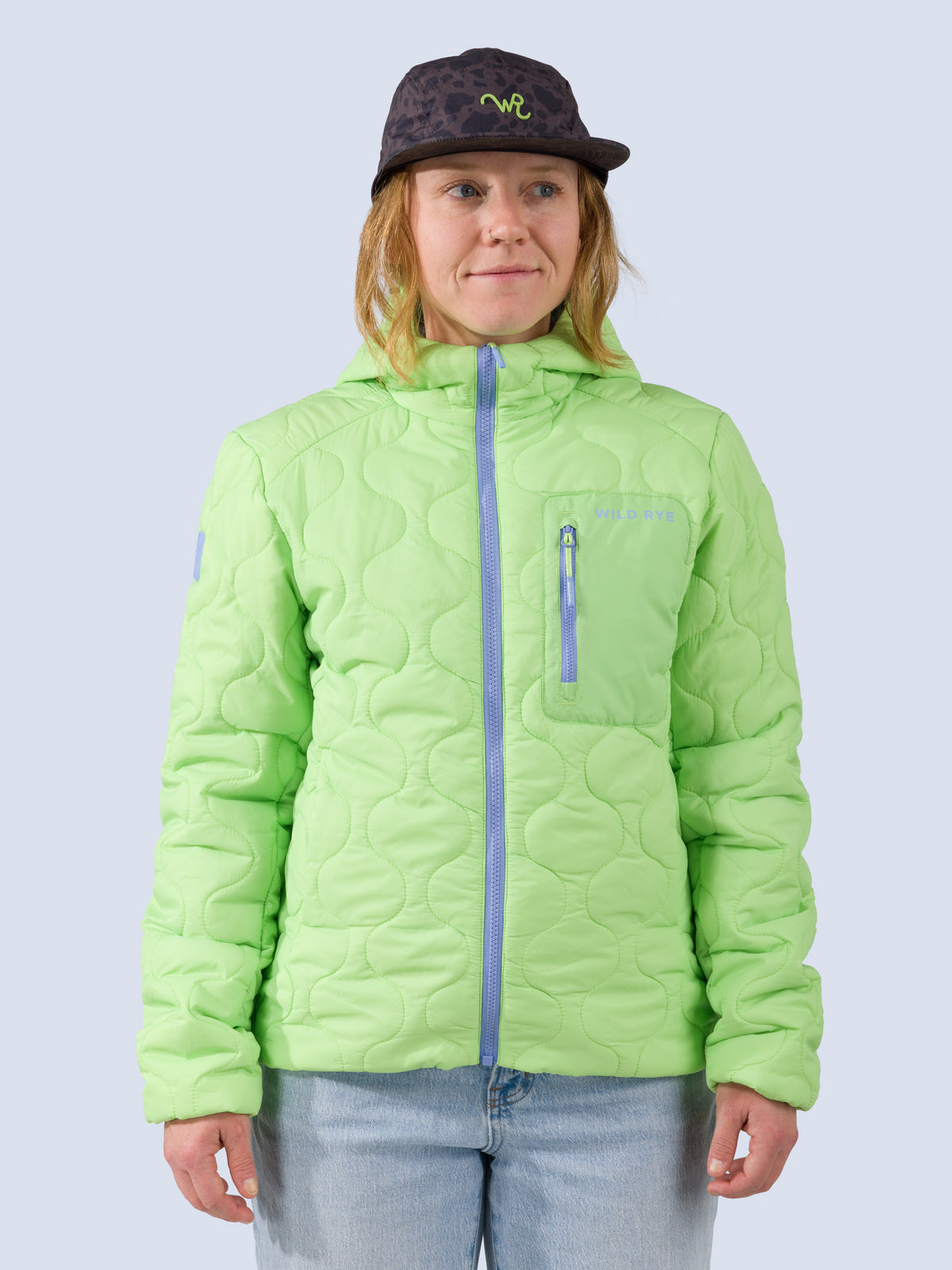 [Zest] Braxon Hoodie in zest green, on model front crop view
