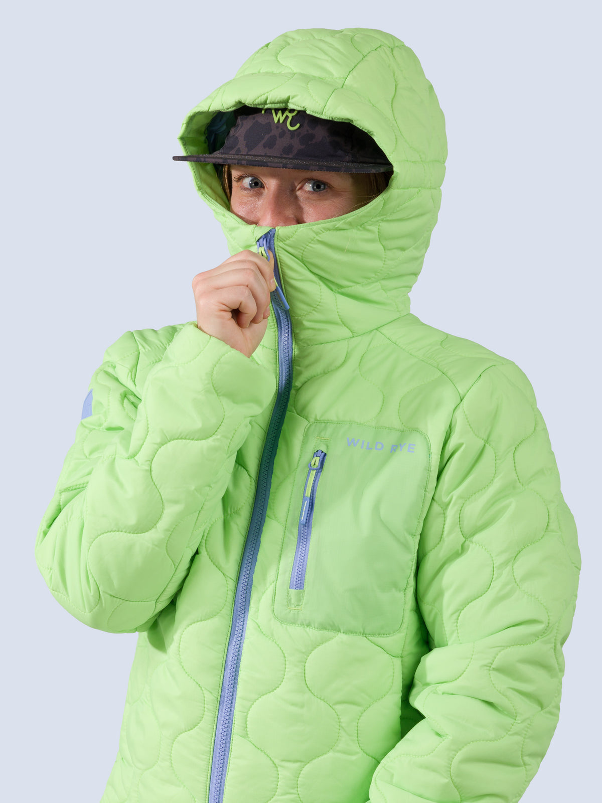 [Zest] Braxon Hoodie in zest green, hood up detail