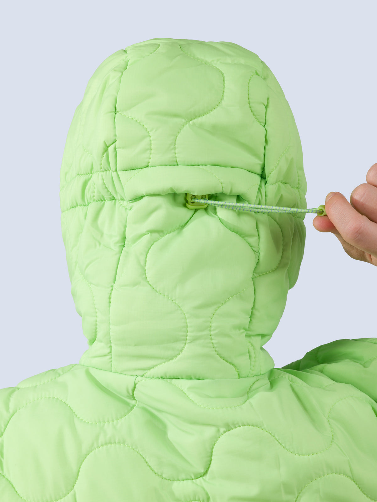 [Zest] Braxon Hoodie in zest green, hood drawcord detail