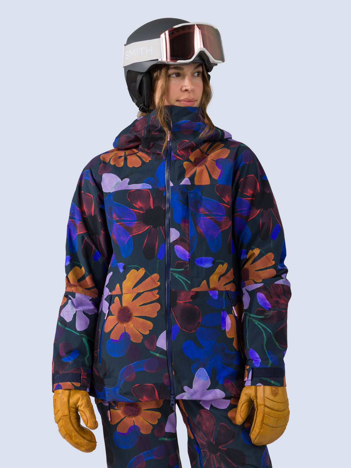 [Nightflora] Butterfield 3L Jacket in nightflora floral print, on model front crop view