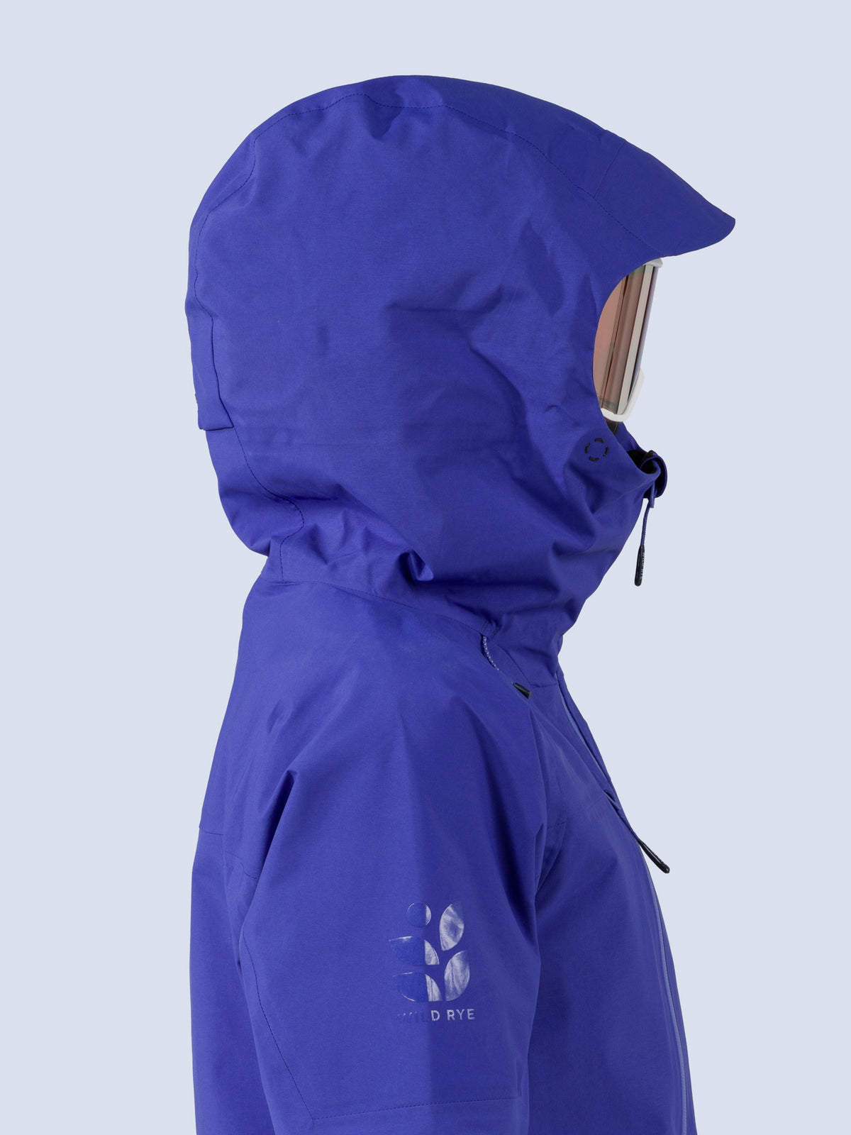 [Lapis] Heyburn 3L Jacket in lapis blue, hood side profile detail
