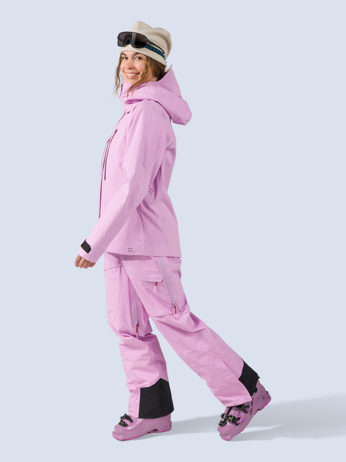 [Orchid] Heyburn 3L Jacket in orchid pink, on model walking shot
