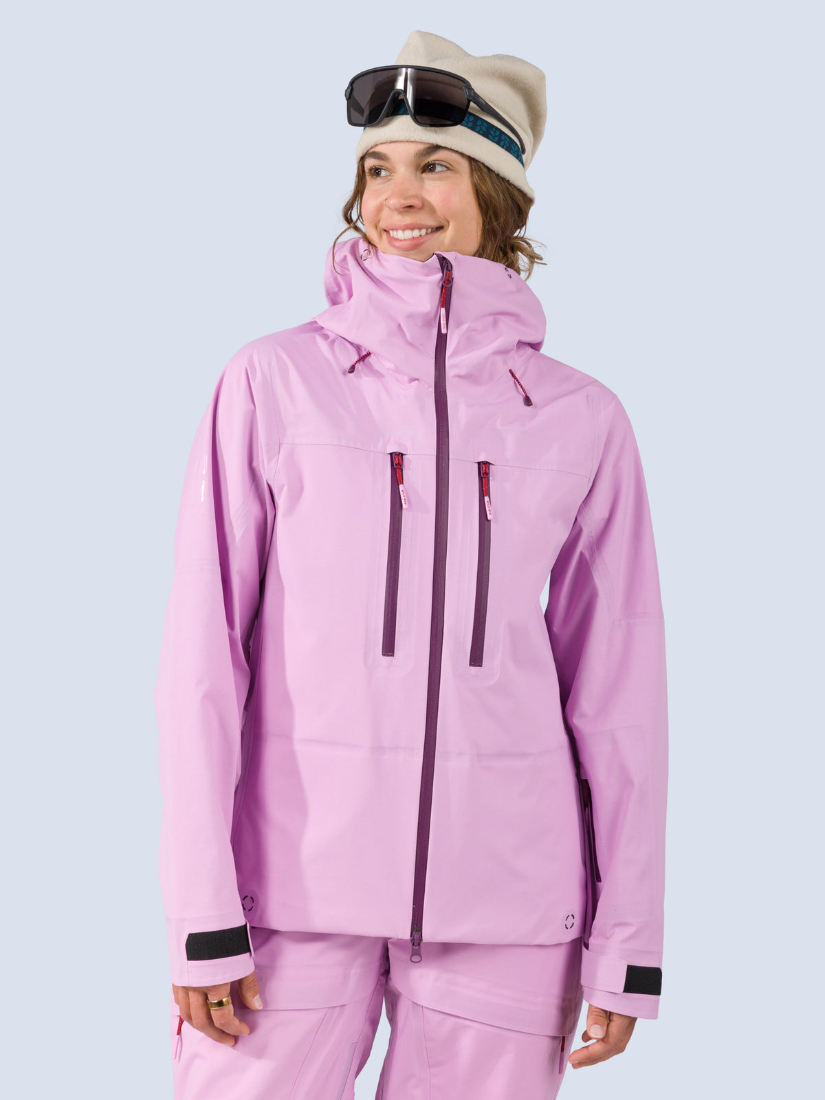 [Orchid] Heyburn 3L Jacket in orchid pink, on model front crop view