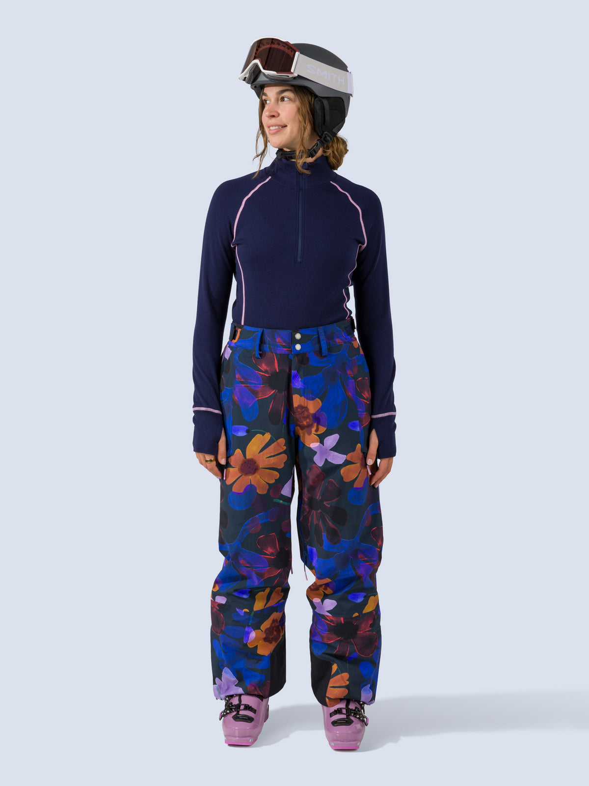 [Nightflora] Butterfield 3L Pant in nightflora floral print, on model front full body view