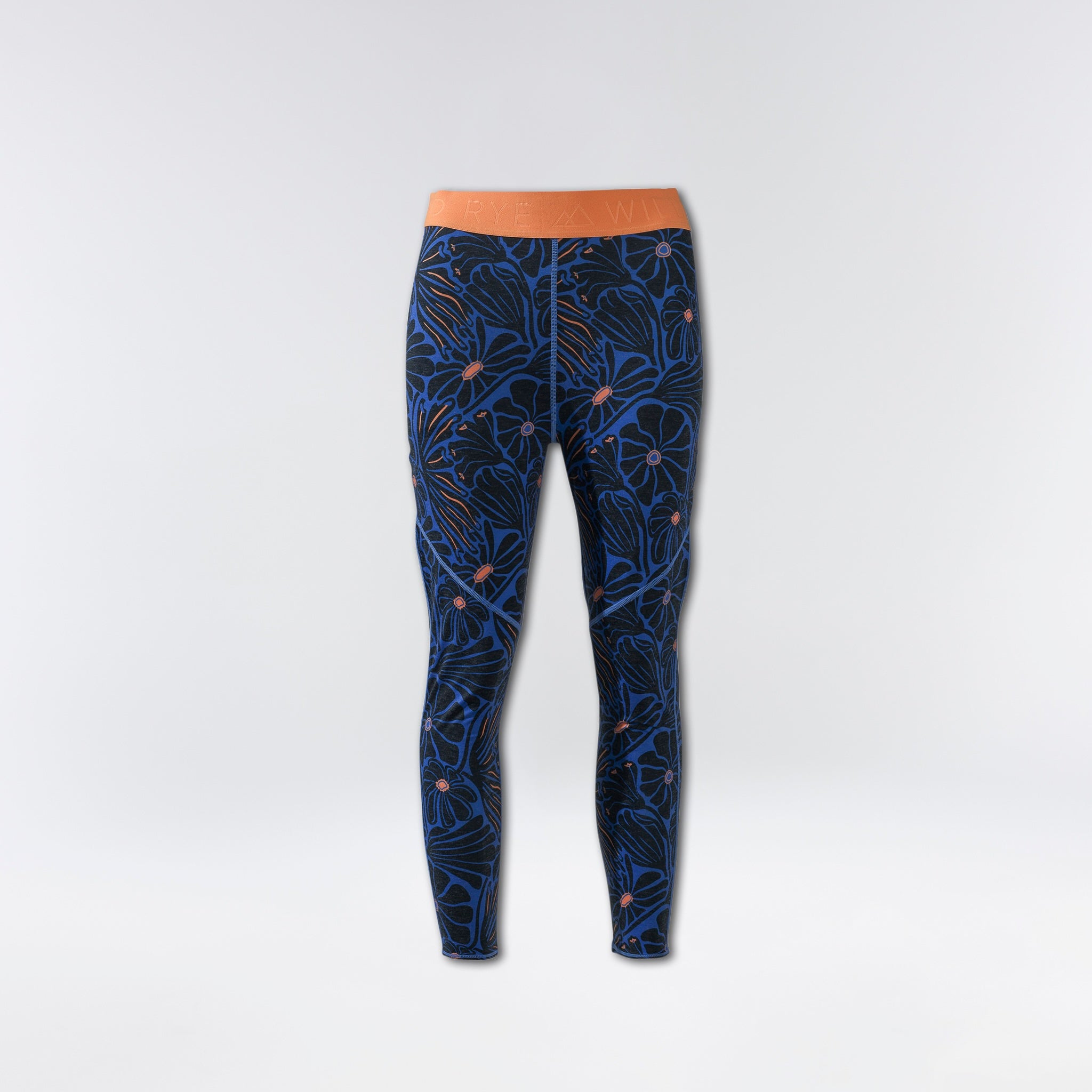 [Retro Riptide Bluebell] Floral printed baselayer legging flatlay