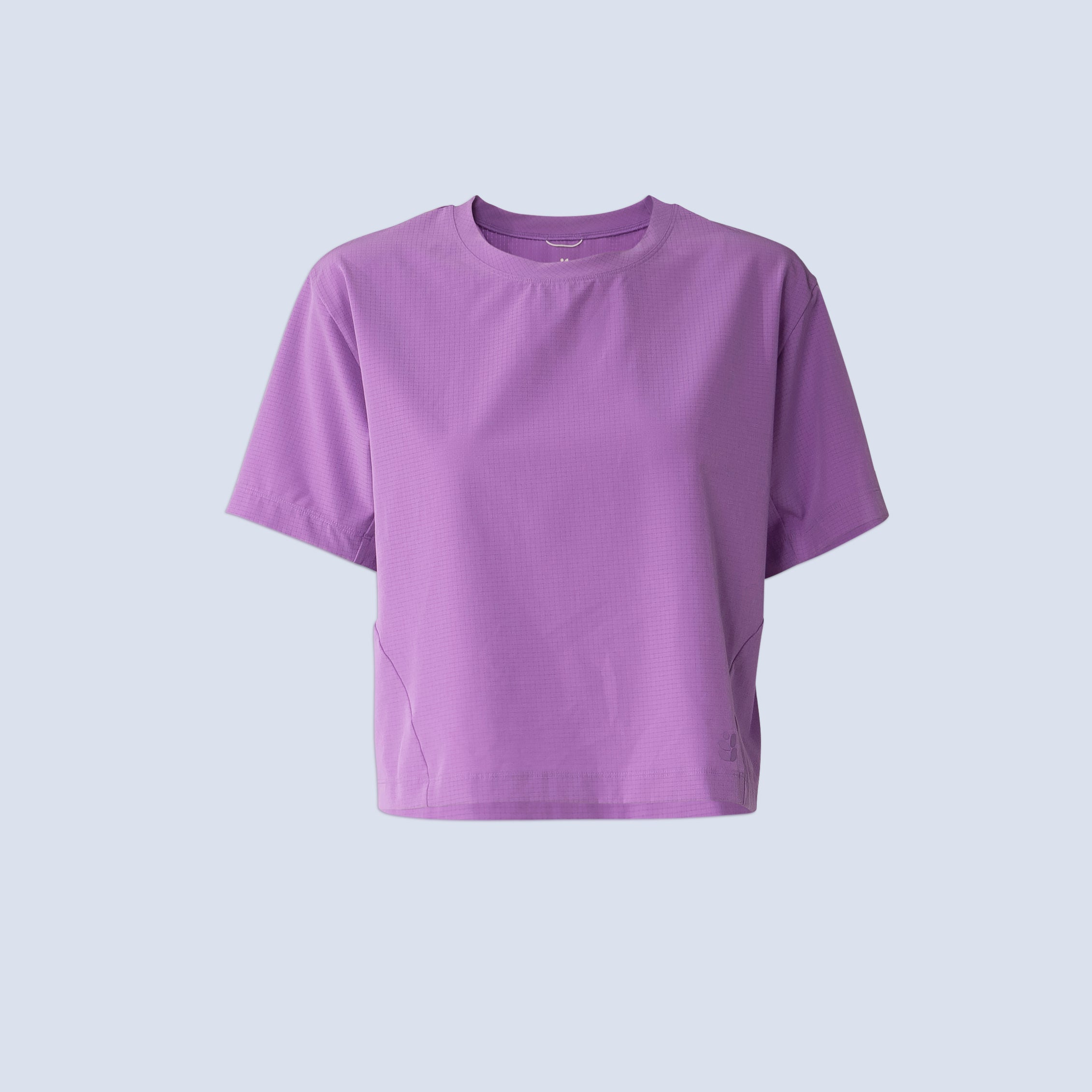 [Amethyst] Easley Crop tee in amethyst, flatlay