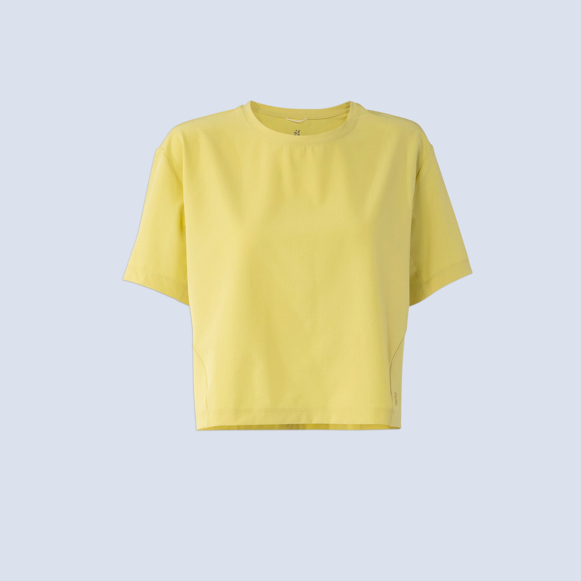 [Gecko] Easley Crop tee in gecko yellow, flatlay