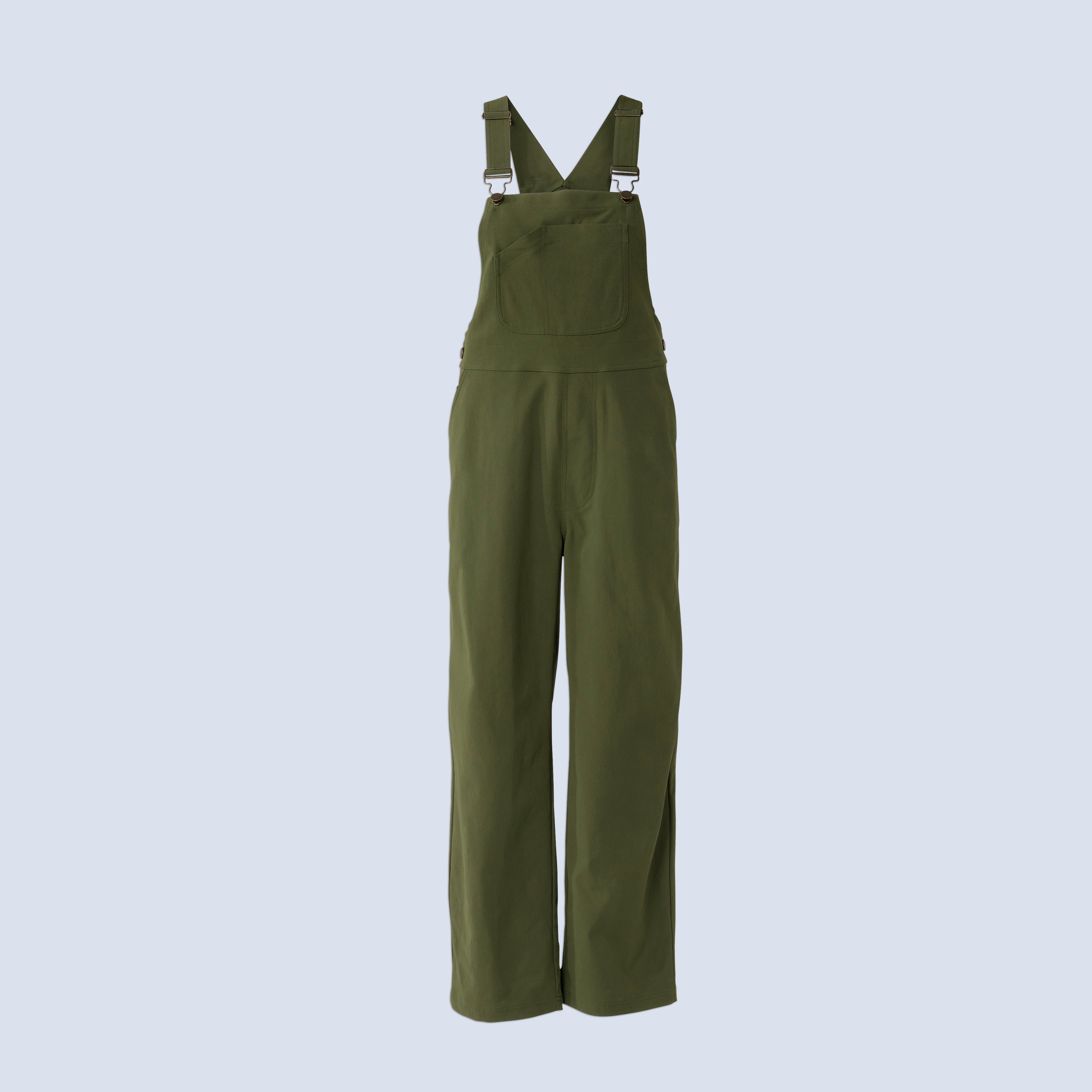 [Olive You] Emmett Overall in olive you, flatlay
