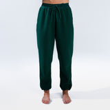 [pine] green fleece jogger front view 