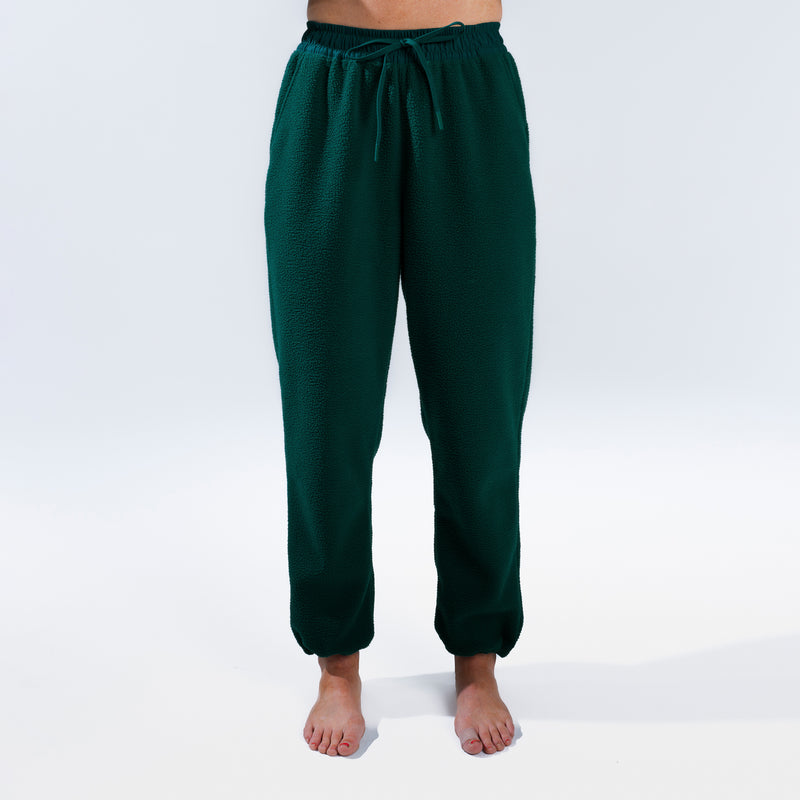 [pine] green fleece jogger front view 