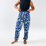 [outer reef] Blue printed fleece jogger front view