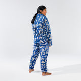 [outer reef] Blue printed fleece jogger back full body