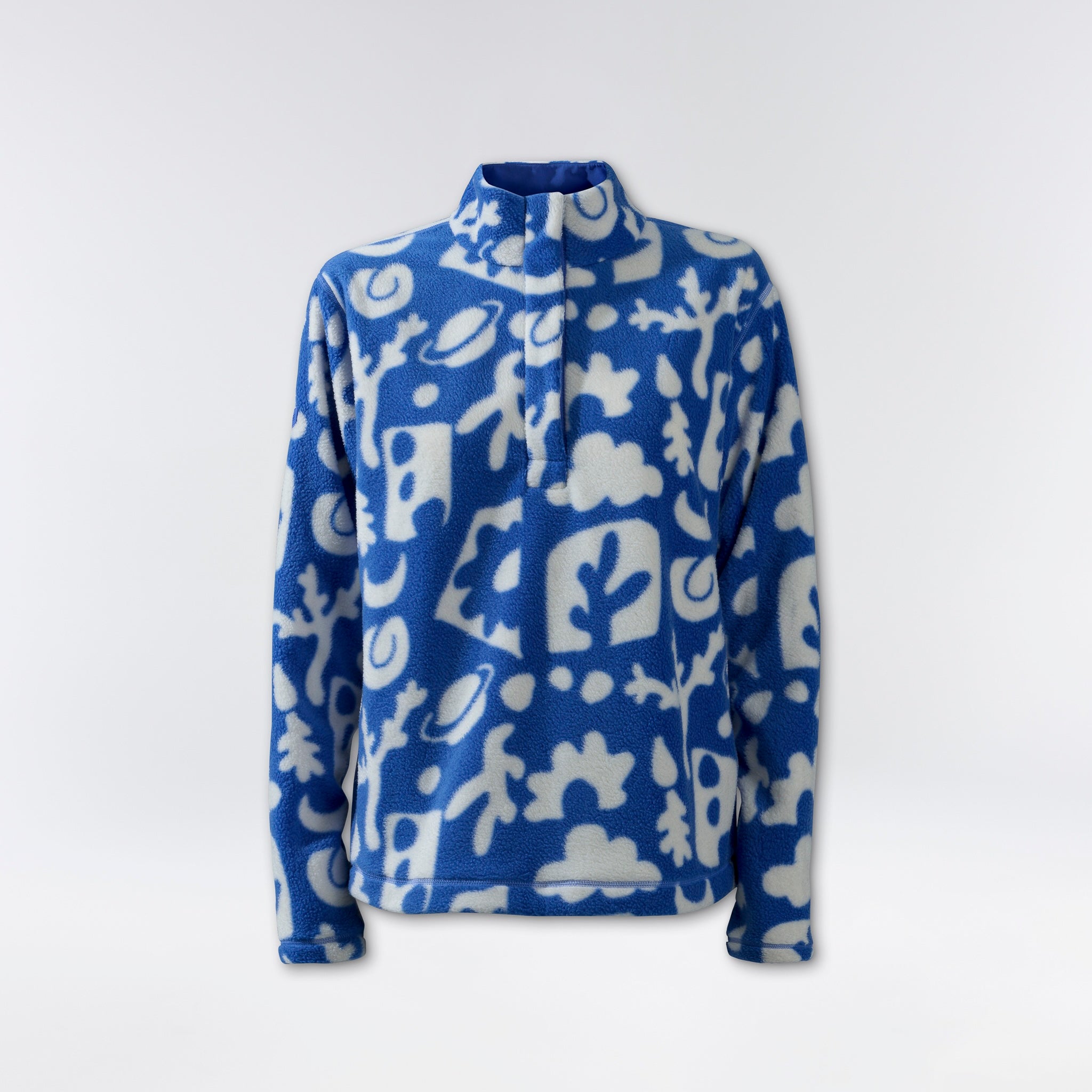 [Outer Reef] Blue printed fleece pullover