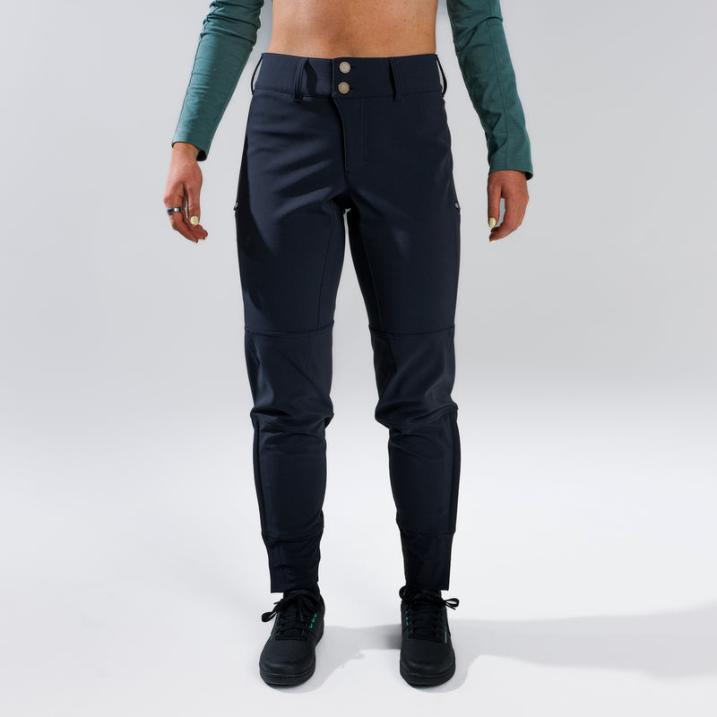 Black softshell pant front crop view