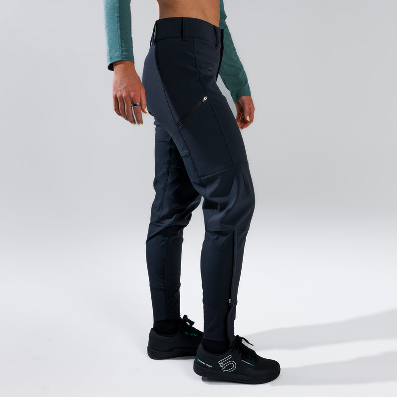 Black softshell pant side crop view