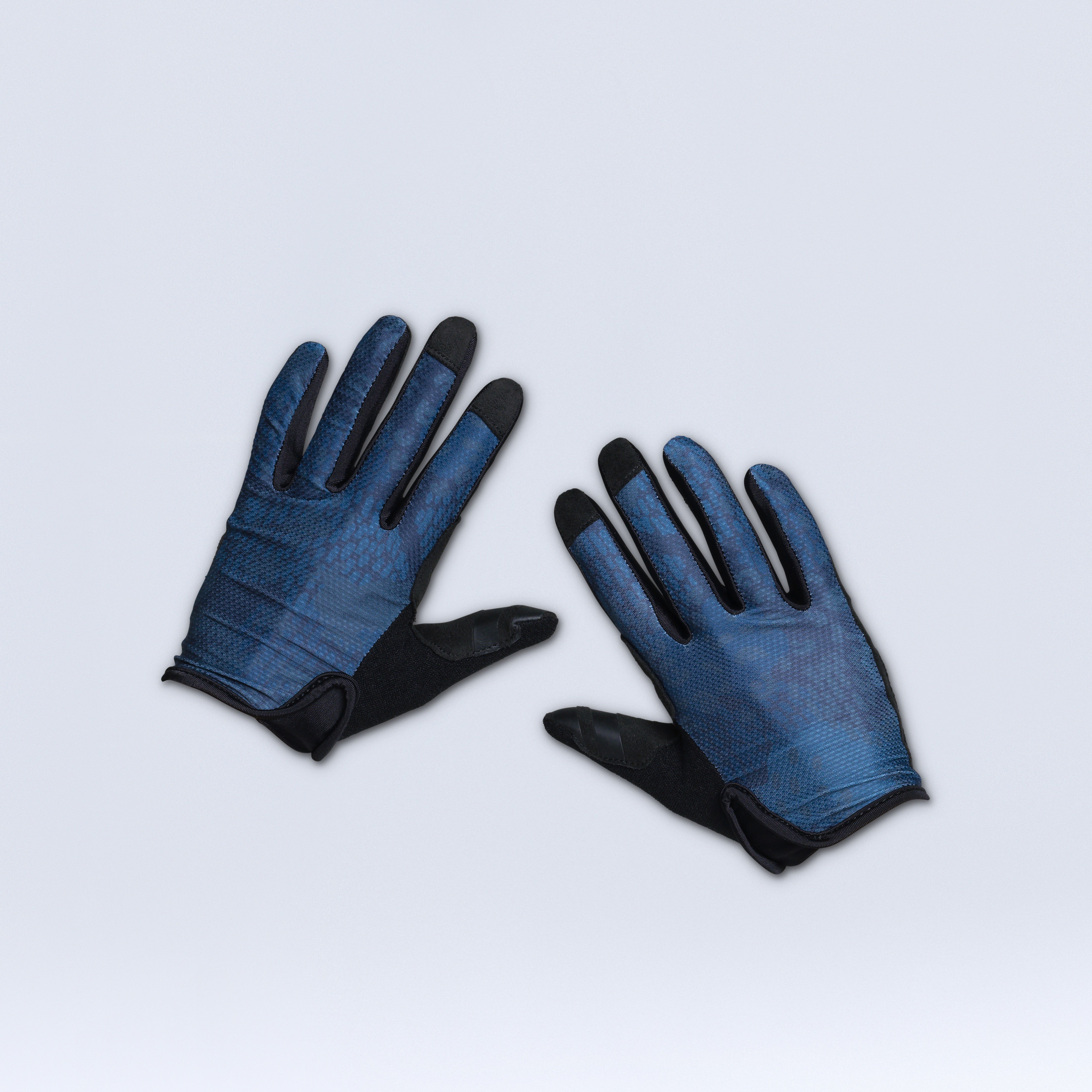 [Cloud Camo] Blue bike gloves, top view