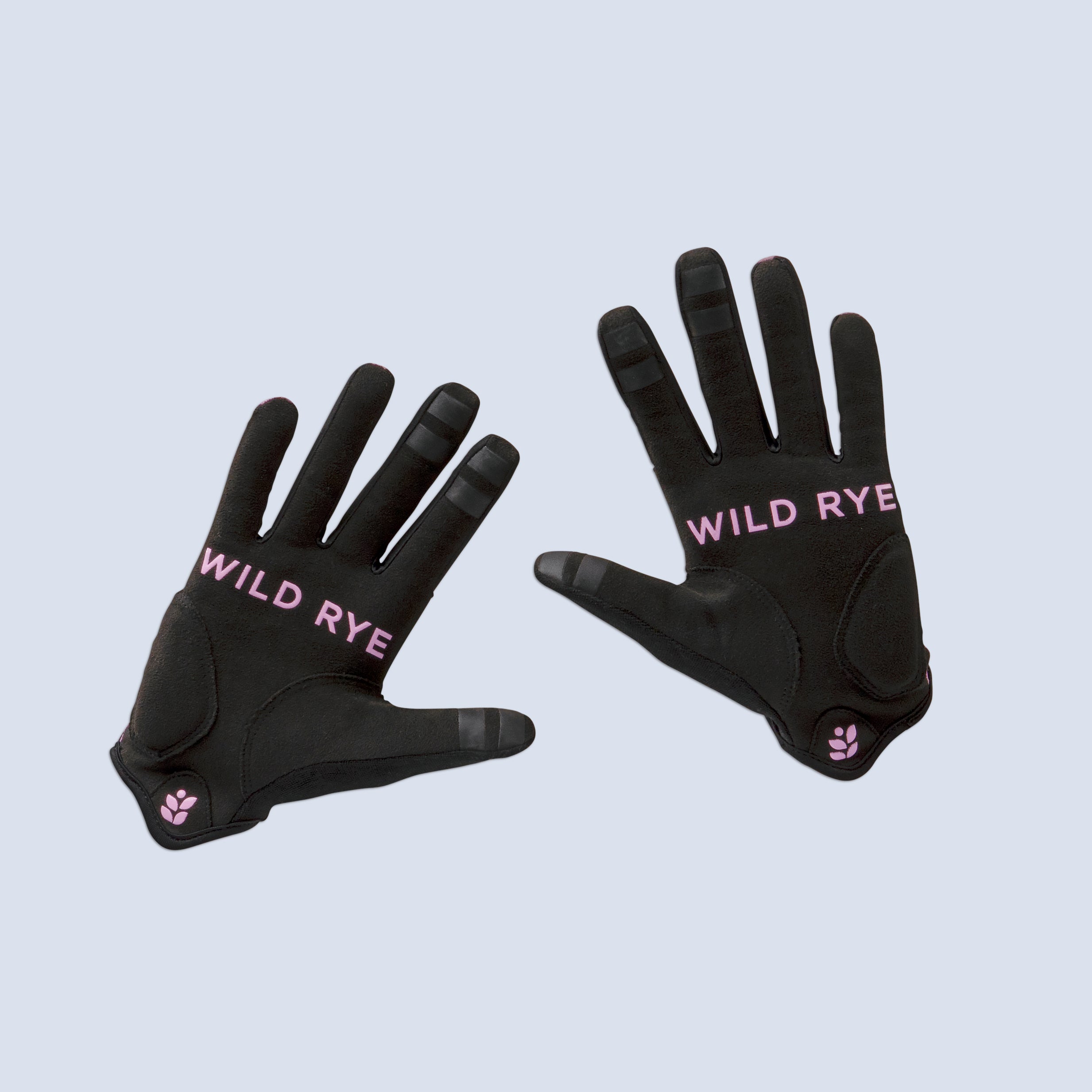[Alpenglow Wings] Pink galena gel mountain bike gloves palm view
