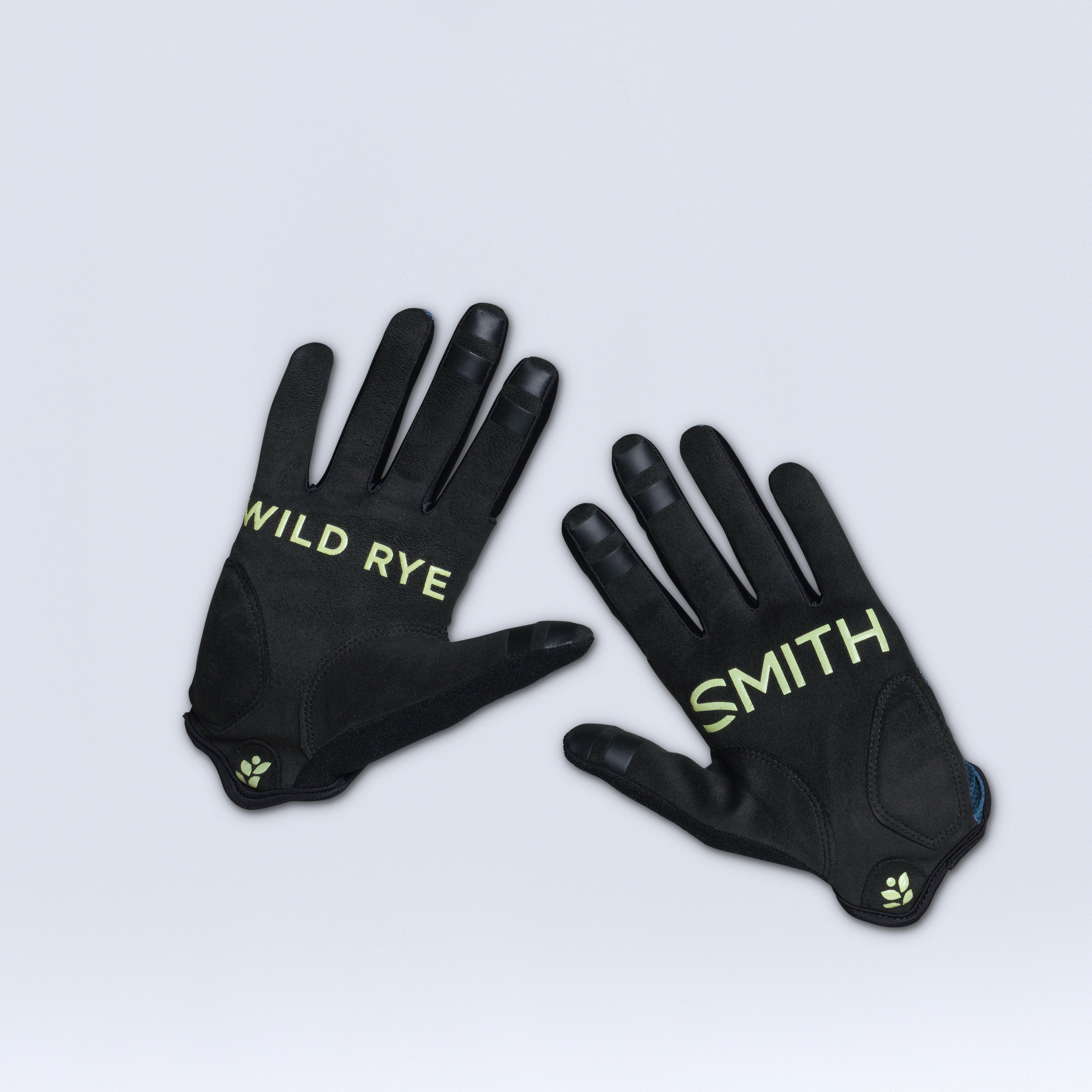 [Roots] Green printed bike gloves, palm view