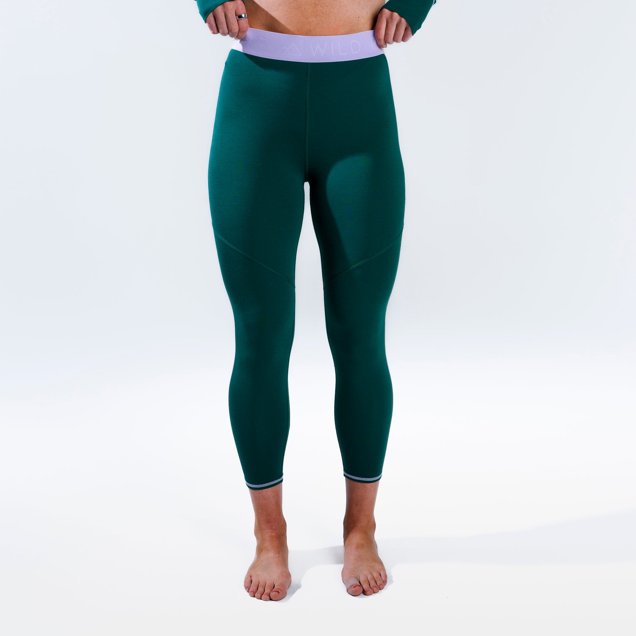 [pine] green baselayer legging front view