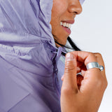 [Lavender Haze] Lavender purple insulated hooded jacket cinch hood detail