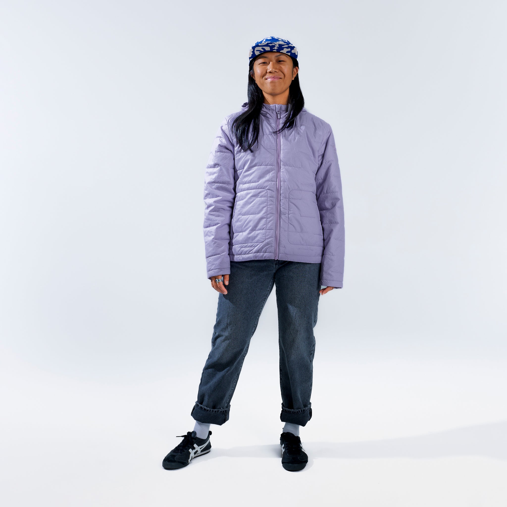 [Lavender Haze] Lavender purple insulated hooded jacket front full body