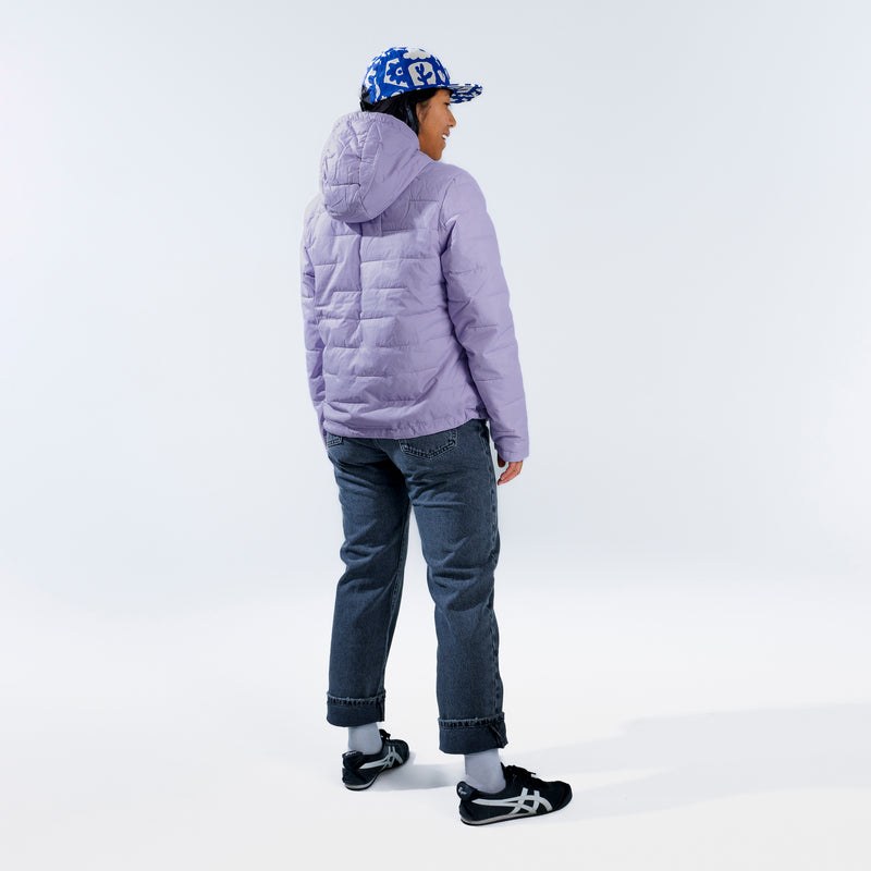 [Lavender Haze] Lavender purple insulated hooded jacket back full body