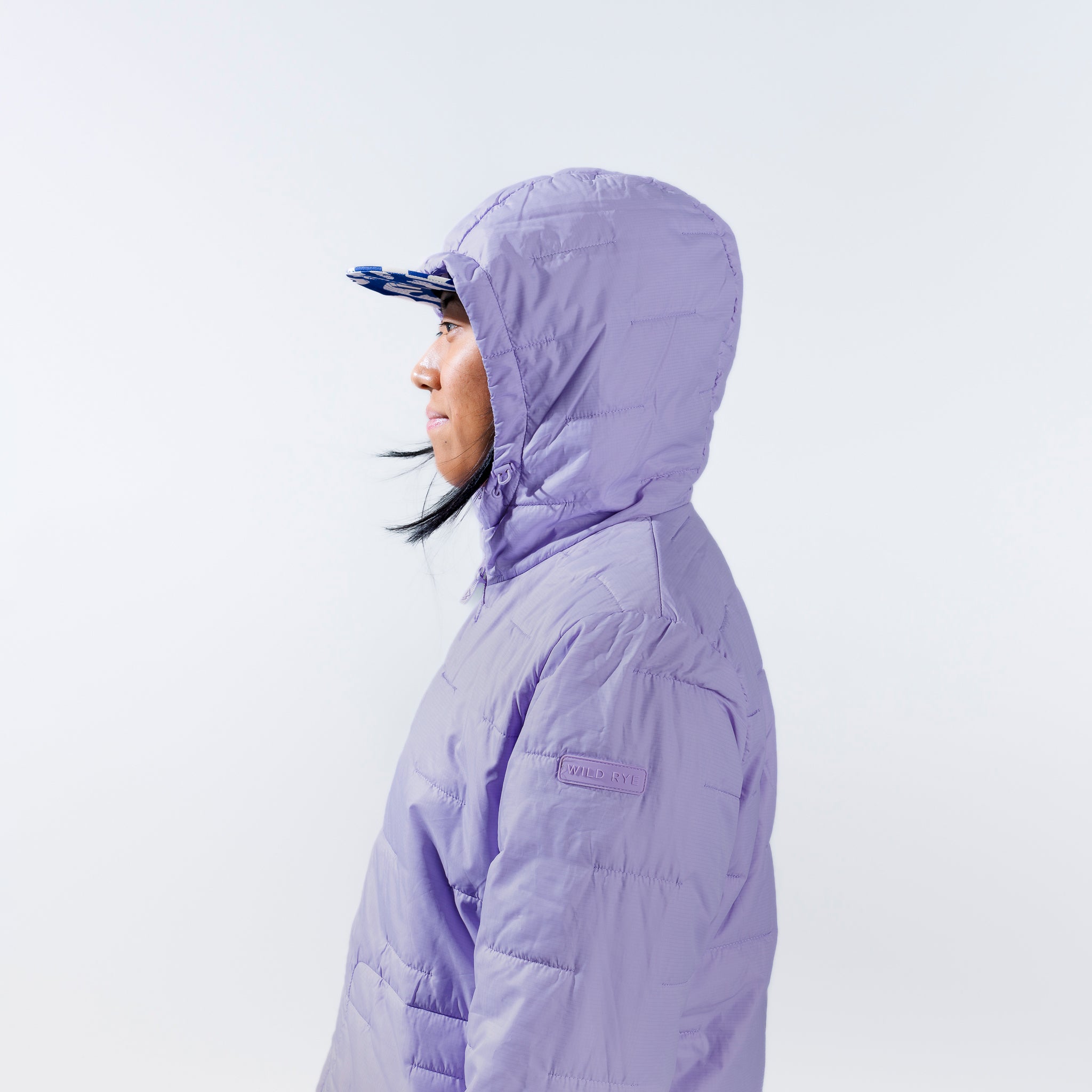 [Lavender Haze] Lavender purple insulated hooded jacket with hood up