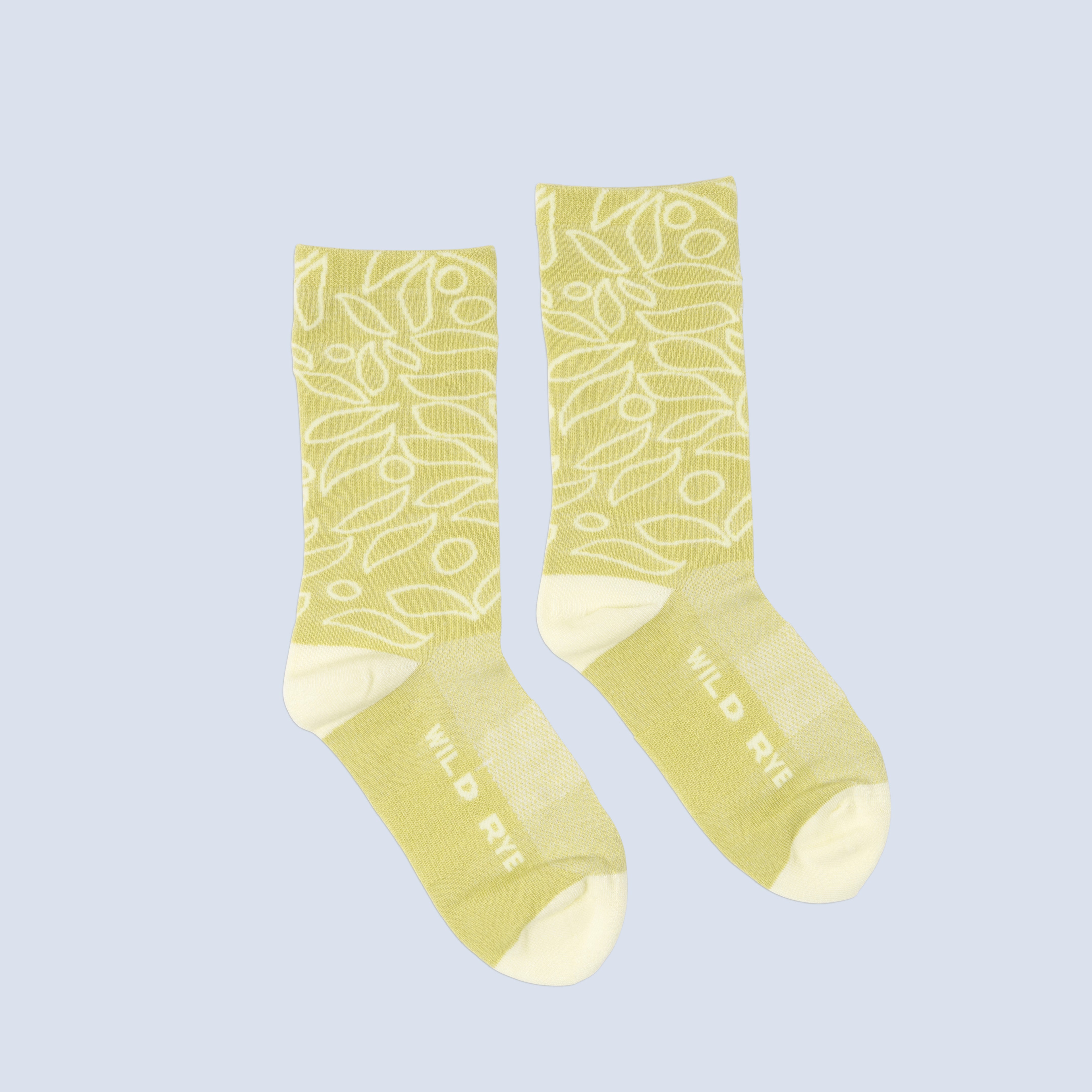 [Gecko] Wild Rye green and yellow bike socks with abstract logo print