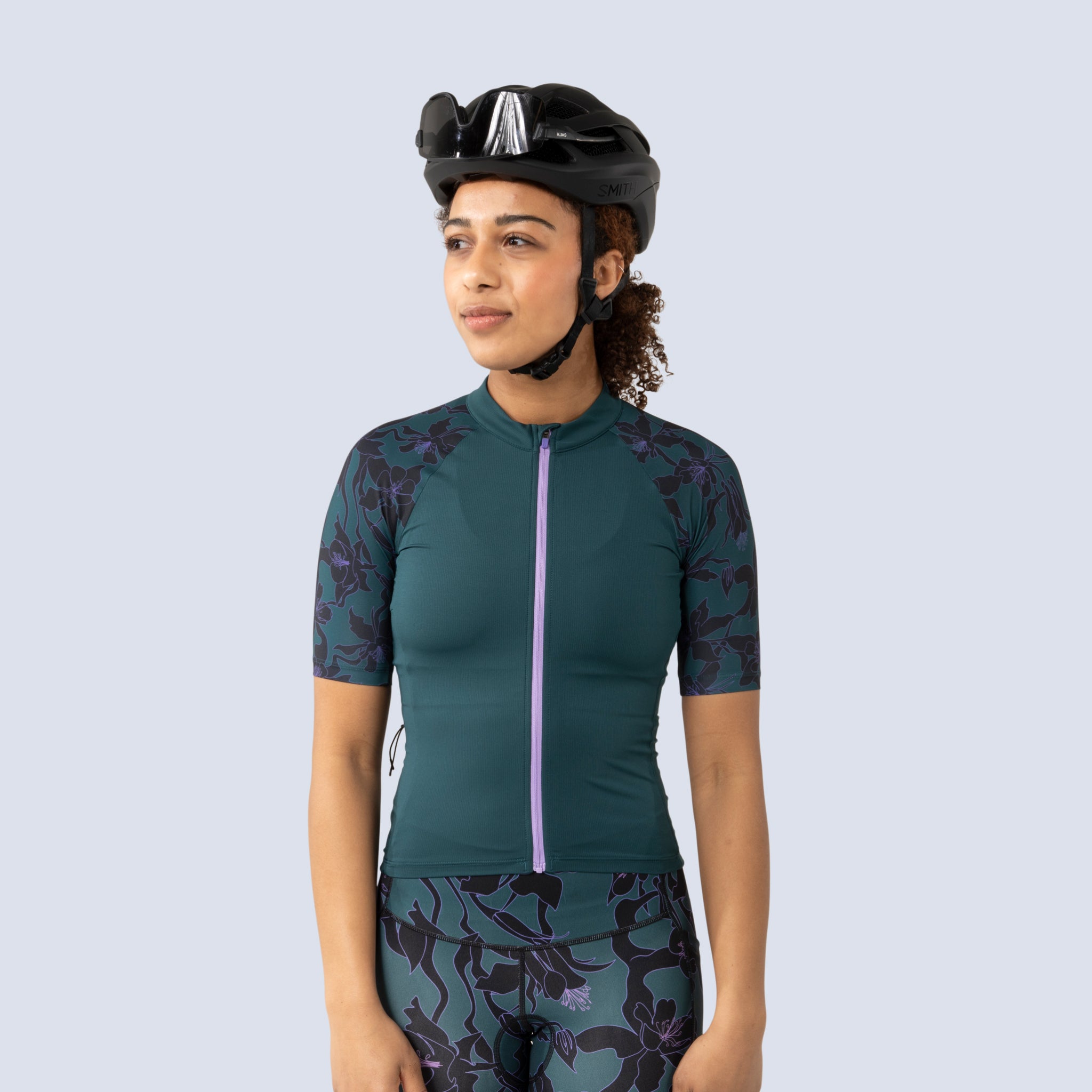 [Spruce Aquila Bloom] Gem Jersey spruce floral front crop on model