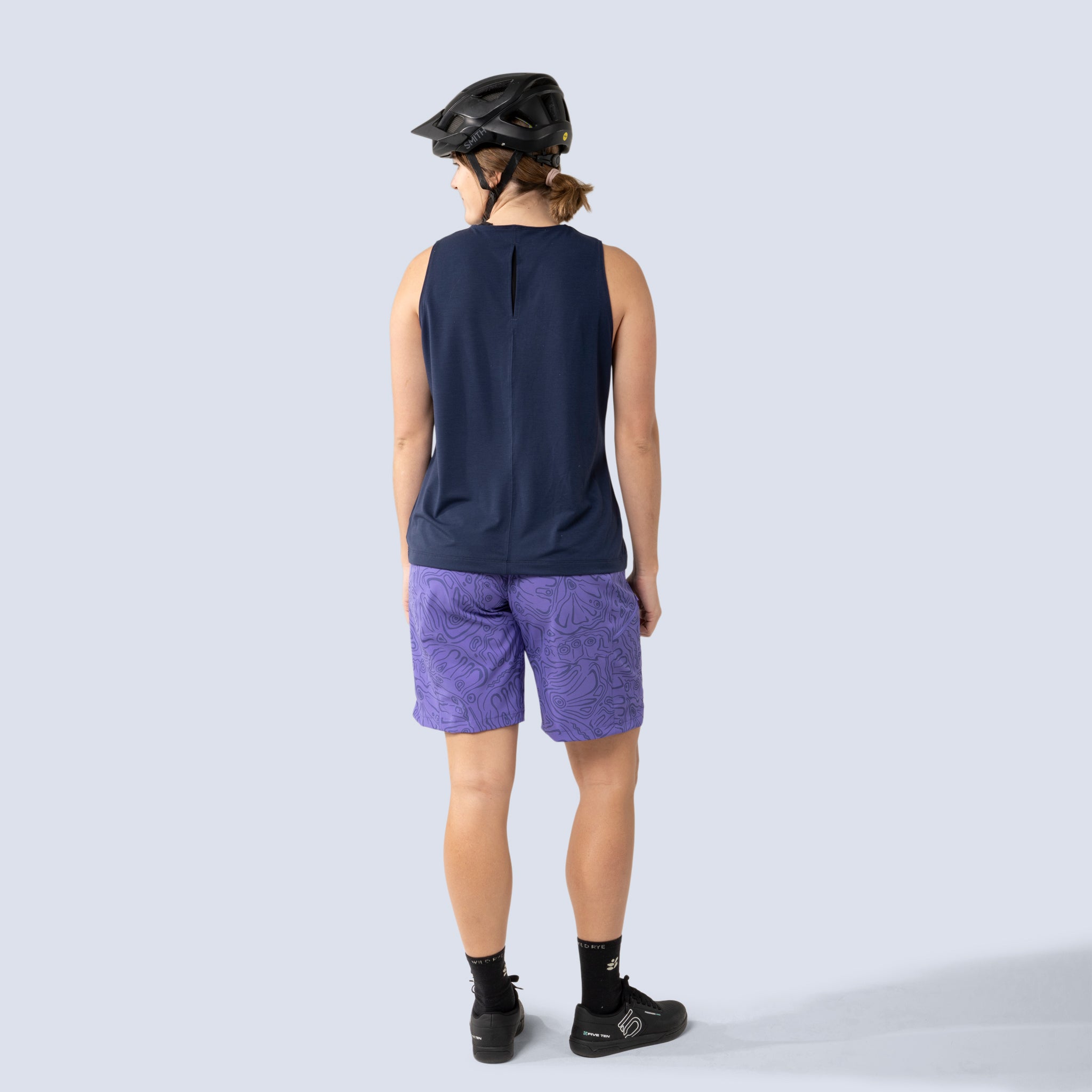 [Iris Wings] Riley 10" bike short, iris wings on model back full body view