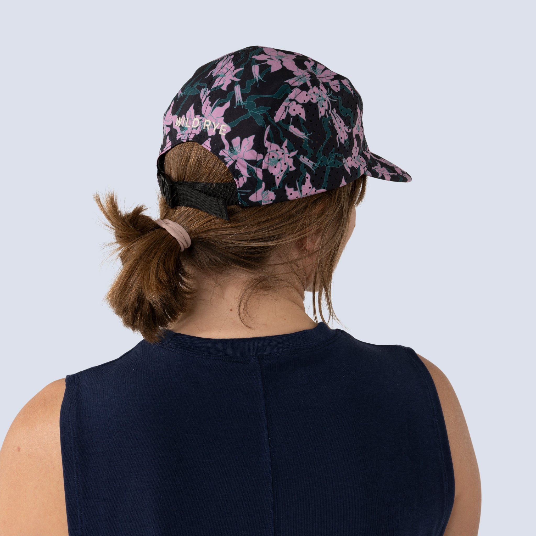 [Black Aquila Bloom] Pungo Cap in Black Aquila Bloom, 3/4 back view