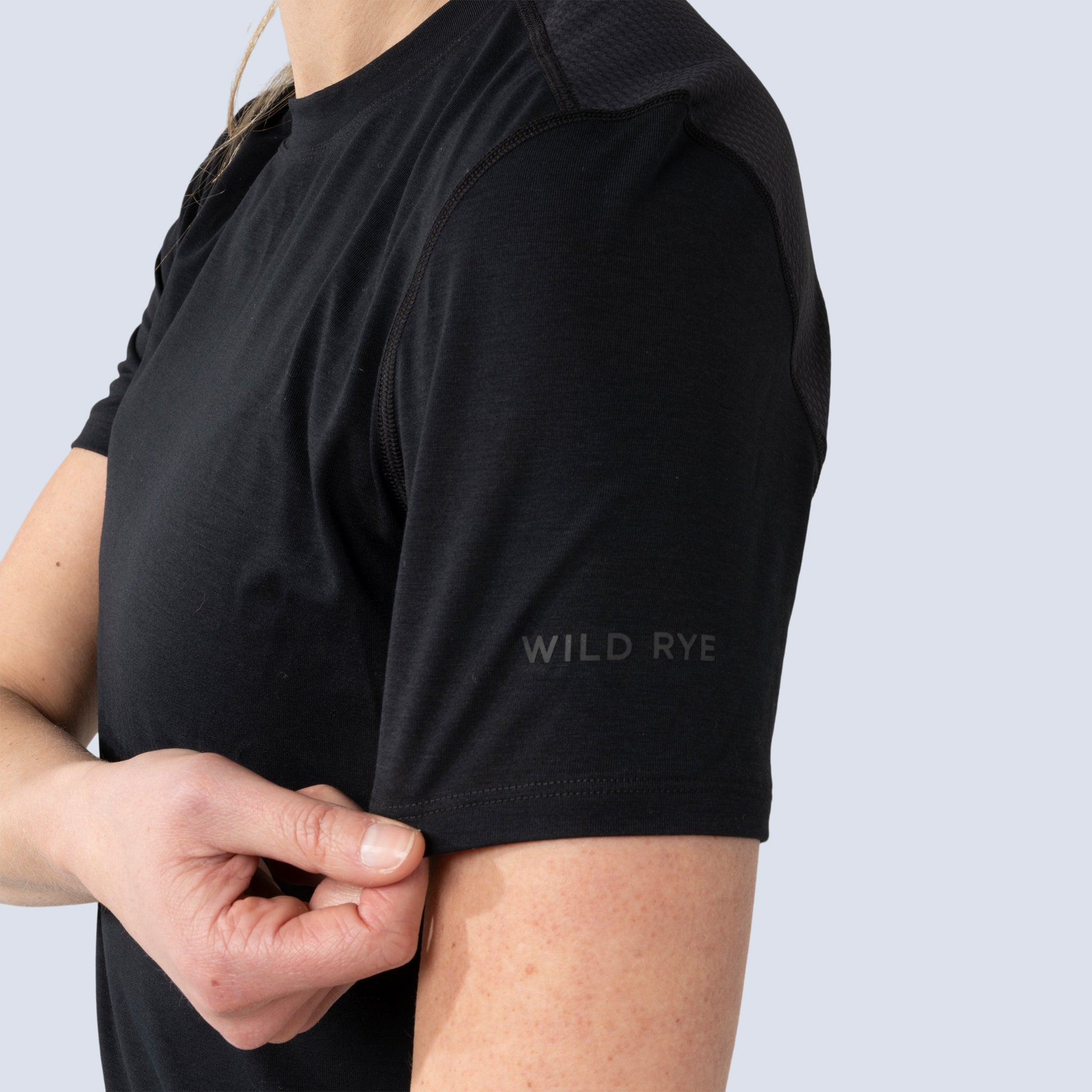 [Black] Salida Bike Jersey in black, "wild rye" logo on shoulder