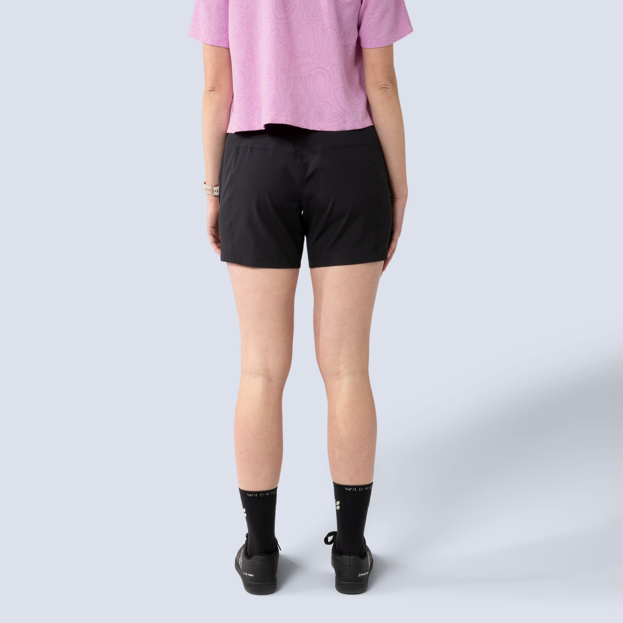 [Black] Rita Short in black, on model back crop view