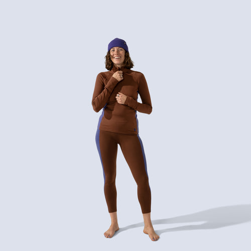 [Chestnut Storm] chestnut storm blocked baselayer legging, on model front full body