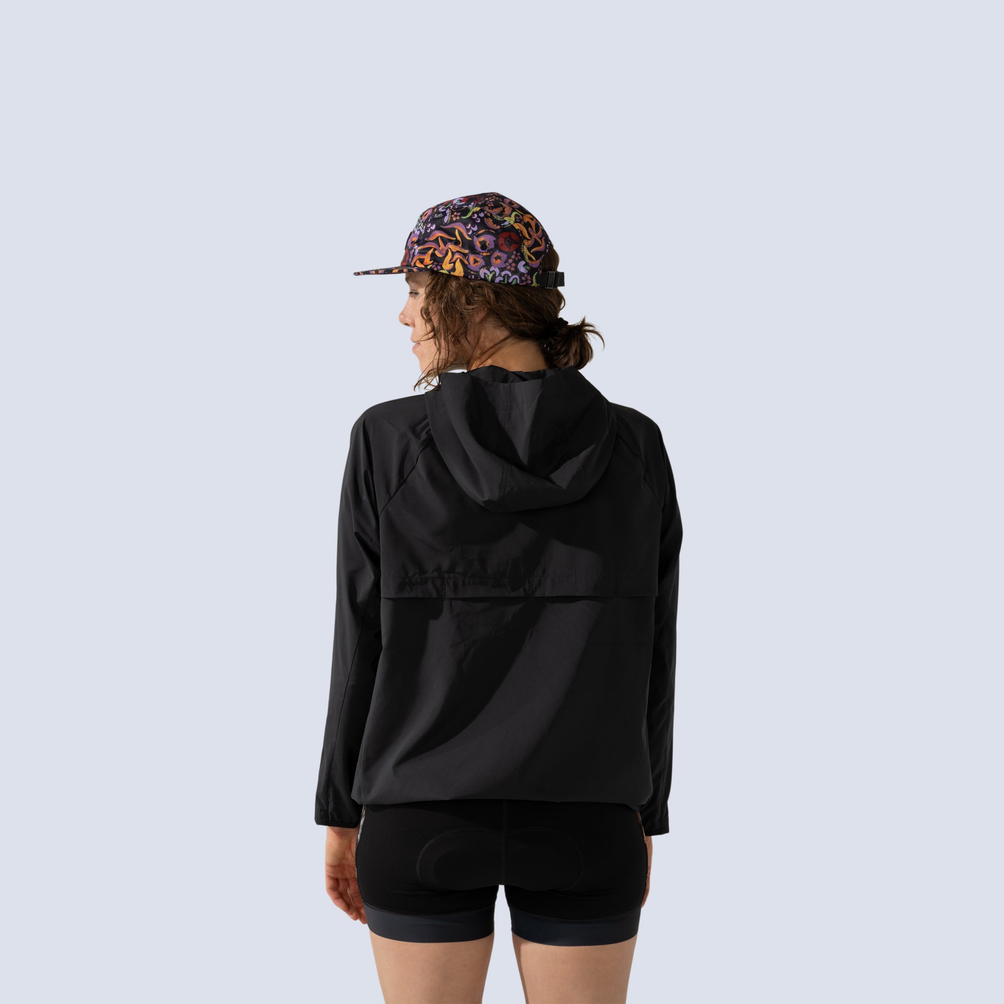 [Black] Black Alden Anorak Windbreaker back crop view 